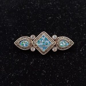 Judith Jack marcasite and mosaic opal brooch